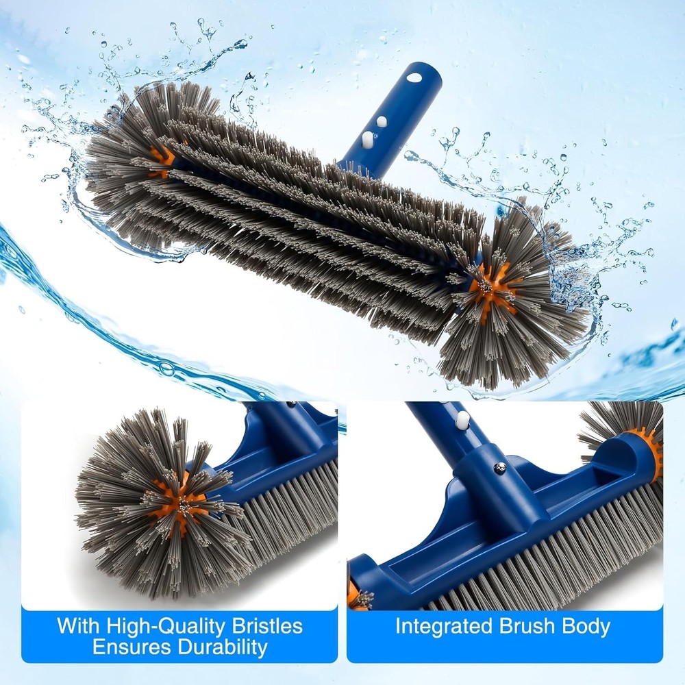 Pool Brush Head with Round Ends, 12.5'' High-Efficiency for Blue