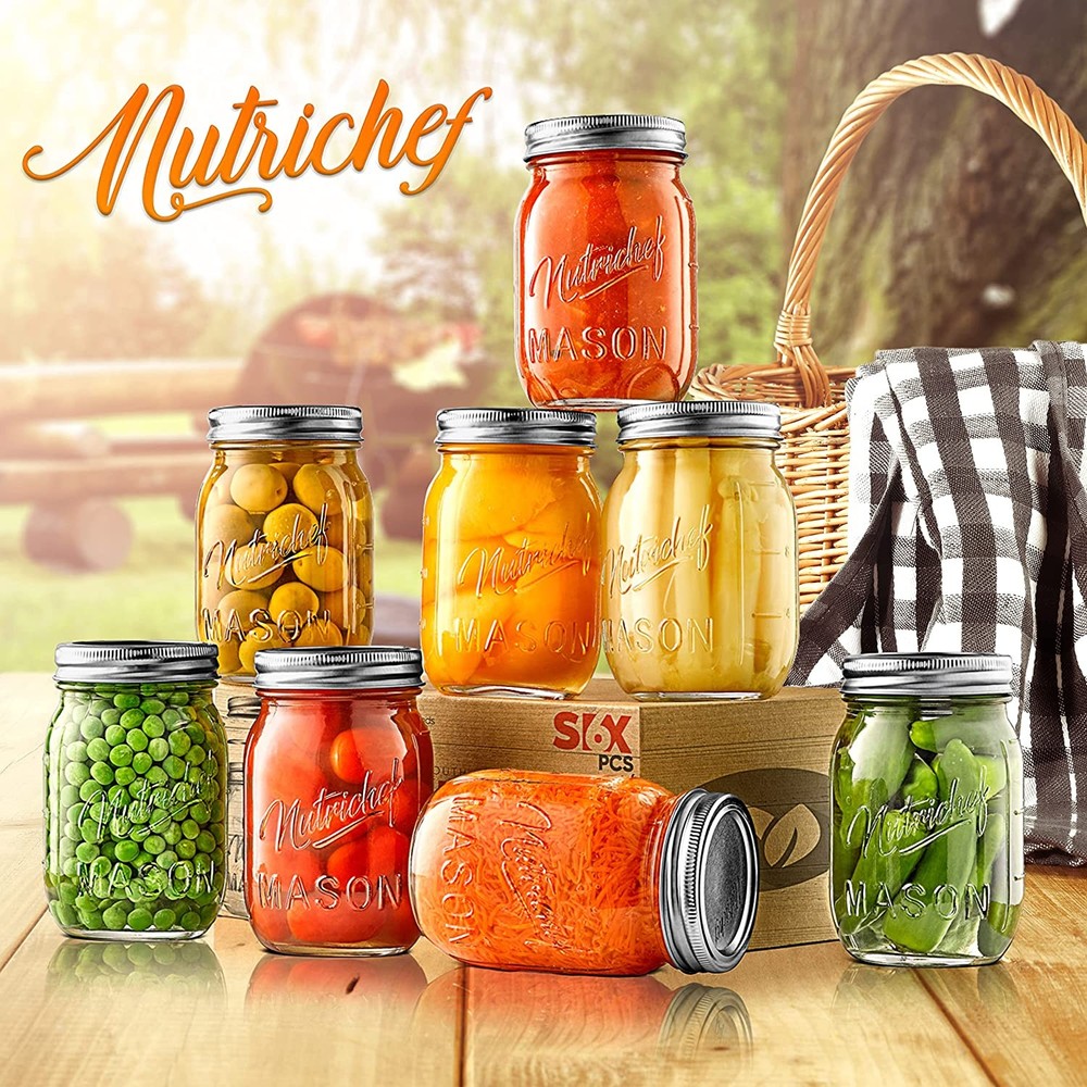 Nutrichef NCMSJ8 8 Pcs Mason Jars Set