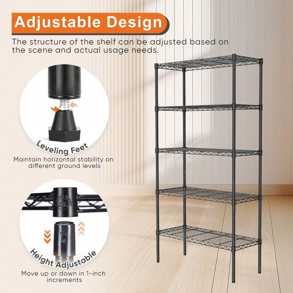 3 Sizes Storage Shelving Unit, Adjustable Metal Wire Racks Heavy