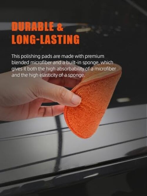 Microfiber Applicator Pads, 9Pcs 5 inch Car Wax Applicator Hand Polishing