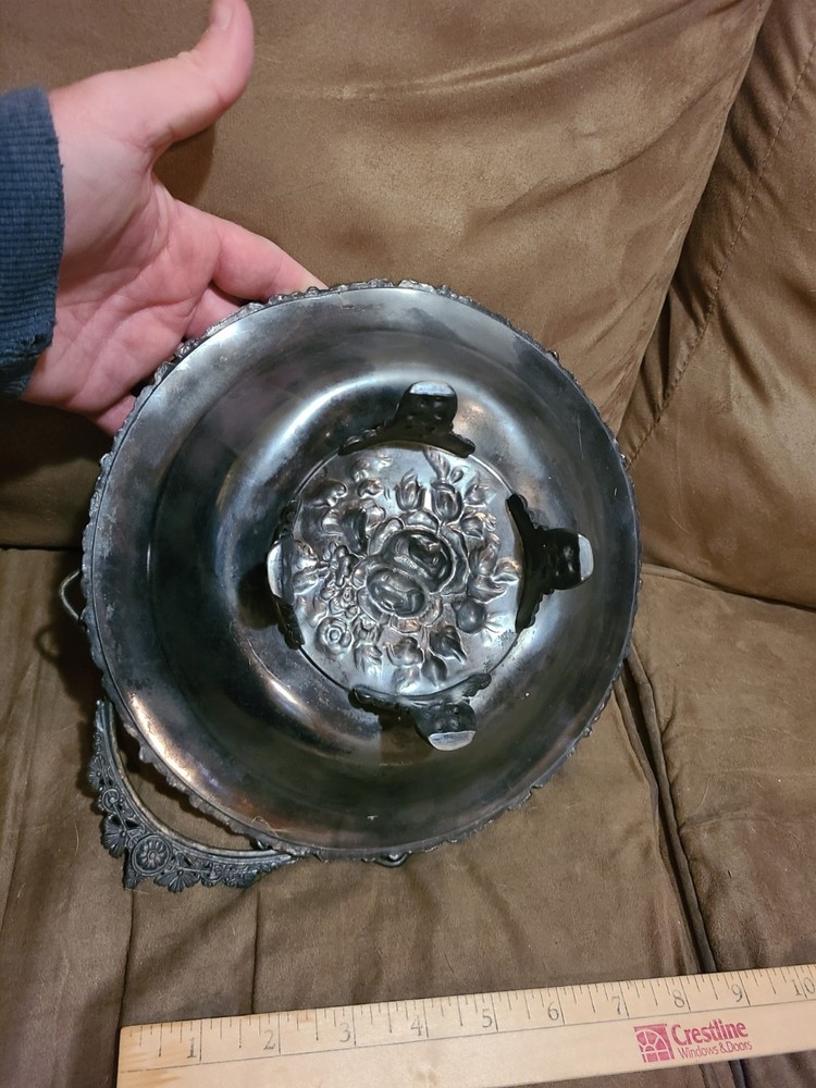 Footed Silver-Plated Serving Plate with Handle