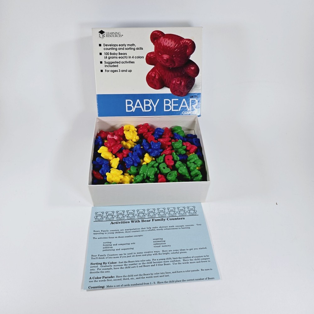Baby Bear Counters - 100 1" Bears 4 Colors - Learning Resources Homeschool Class