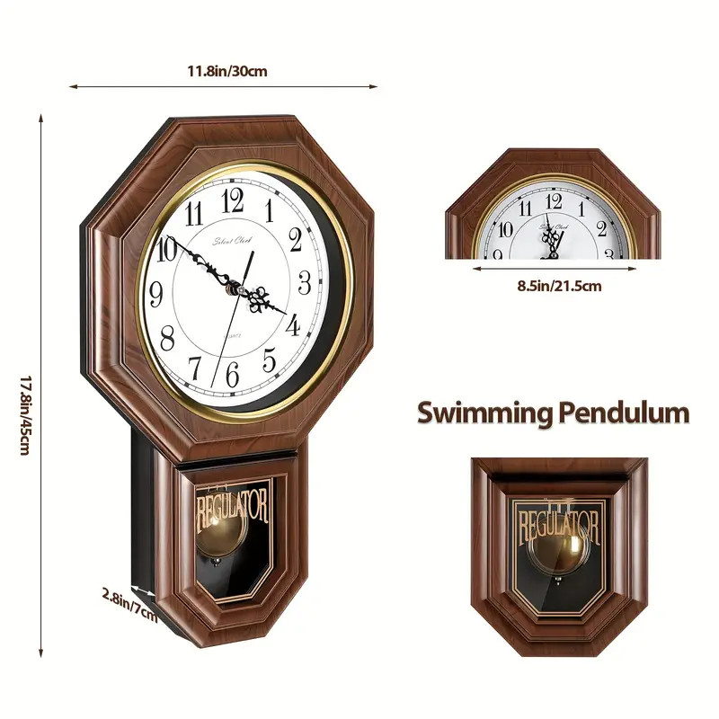 Pendulum Wall Clock with Battery Operated - Decorative Wall Clocks for Decor