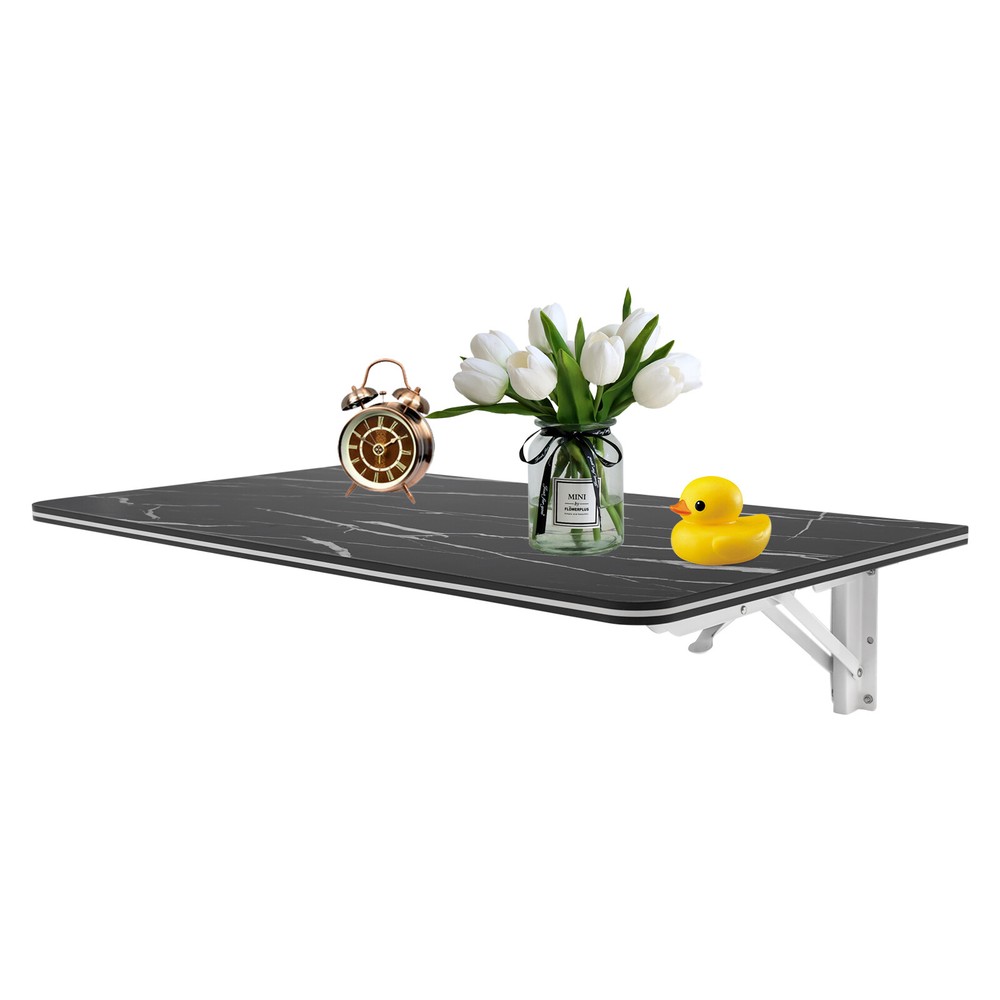 Wall Mounted Folding Table Black Floating Desk Drop Leaf Dining Table 80*40cm