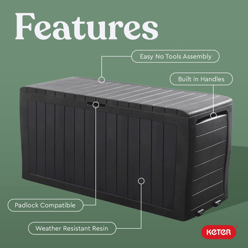 Keter Marvel 71 Gallon Durable Resin Outdoor Deck Box Storage Organization Graph