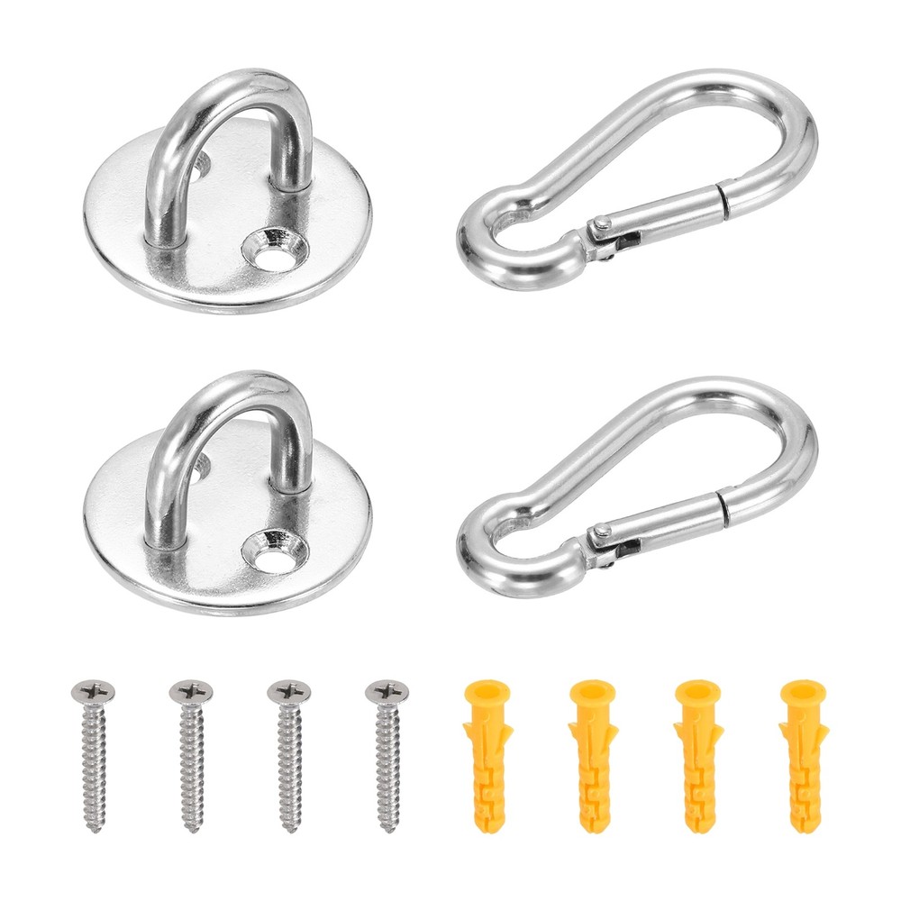 2Set M5 Eyelet Bracket Set Circular Hook Plate and Hook, Silver