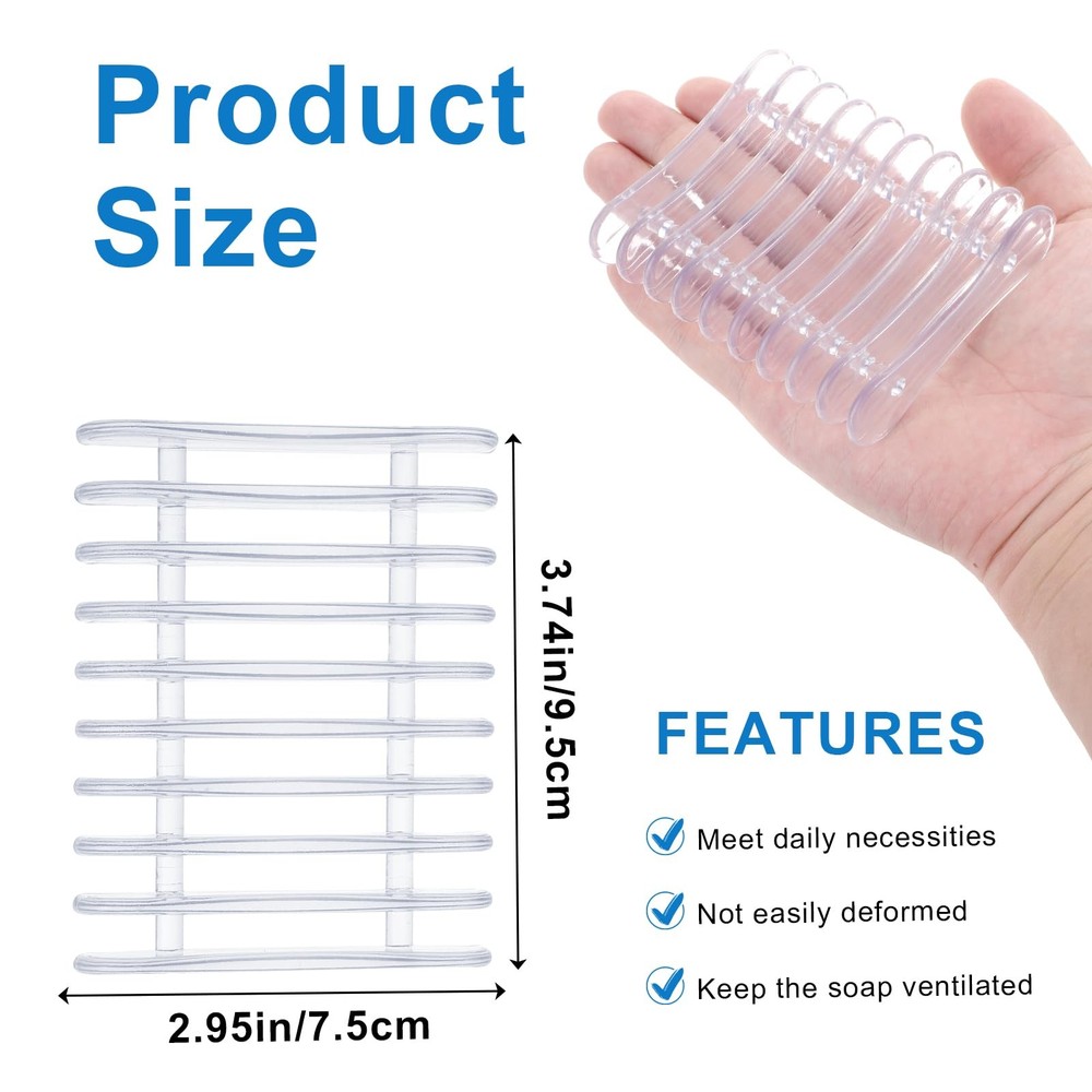 Self Draining Soap Dish Holder 2pcs, Clear Plastic Soap Holder, Soaps Bars Sa...
