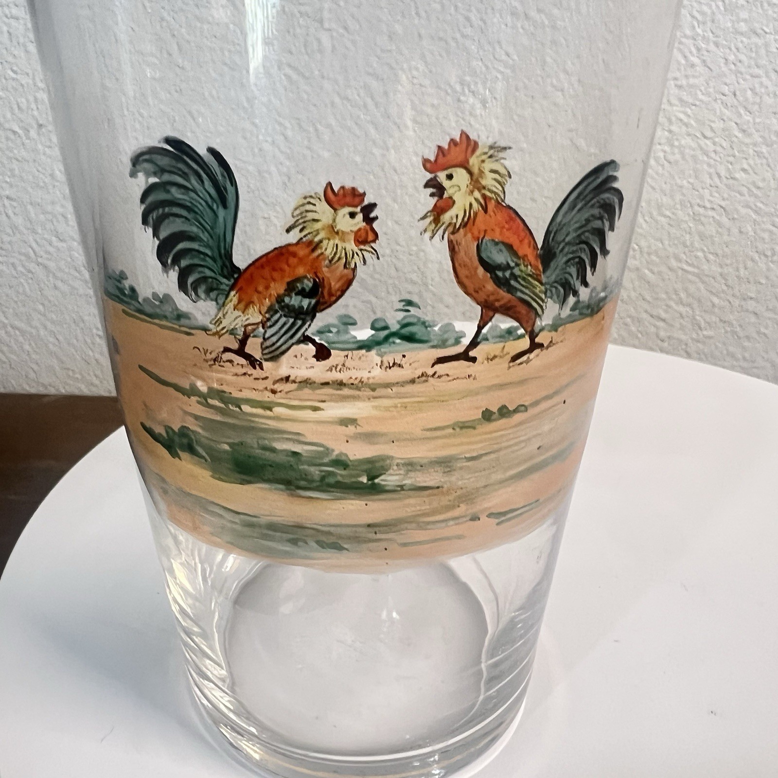 1940s Cocktail Shaker Hand-painted Rooster Silver Plated Vintage Art Deco 9"