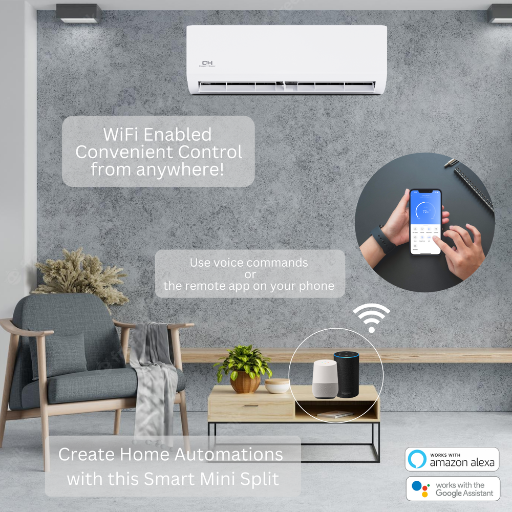 12000 BTU High Efficiency Hyper Series Mini Split Heat Pump WiFi Air Conditioner