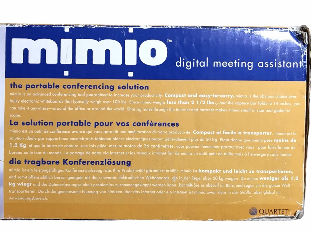 Quartet Mimio Digital Meeting Assistant Electronic Whiteboard Scanner Windows 98