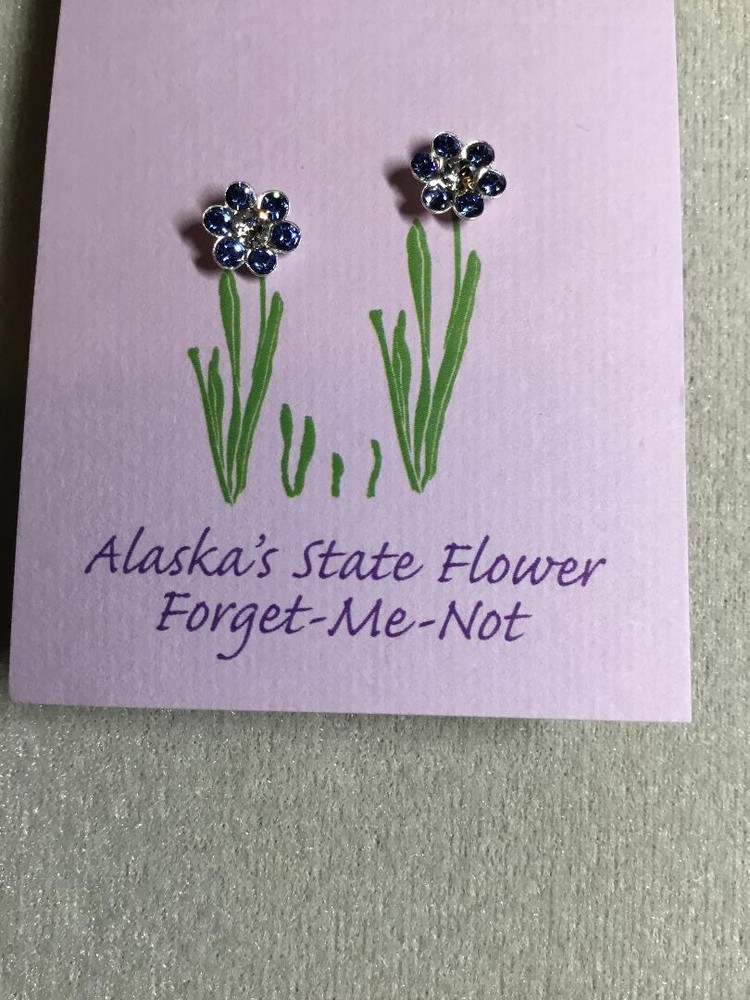 Forget me not earrings Austrian crystal Sterling Silver settings & posts dainty