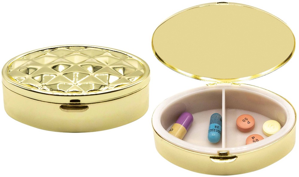 Set of 2 Oval-Shaped Compact Pill Box With 2 Compartments