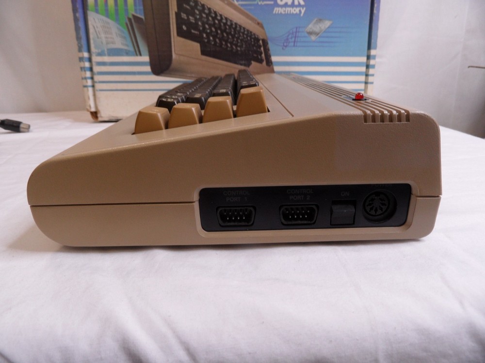 Commodore C64 Computer in Box Heat Sinks Power Supply Video cable- TESTED