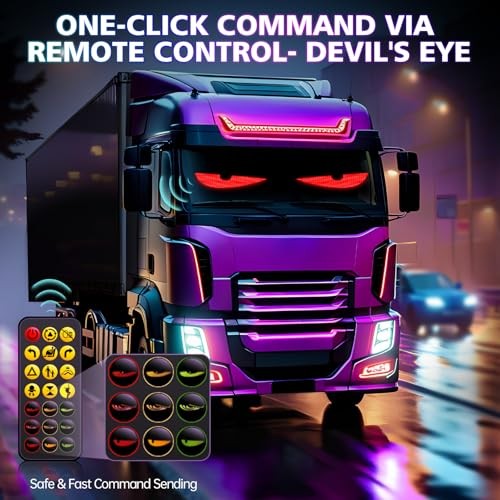 LED Sign for Car 2PCS - 23''x5'' Devil's Eyes Light for Windshield, 5V USB