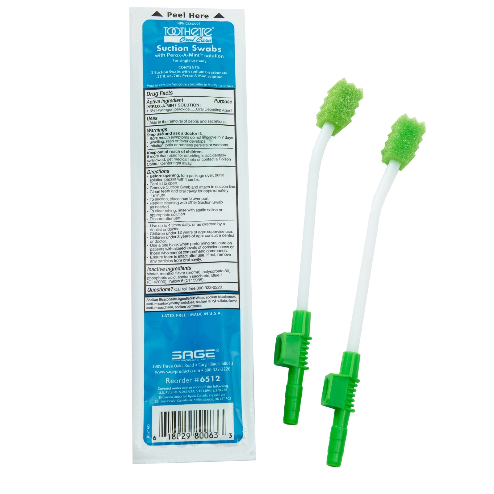 Sage Toothette Suction Swab Kit Ready to Use 6512 2 Ct