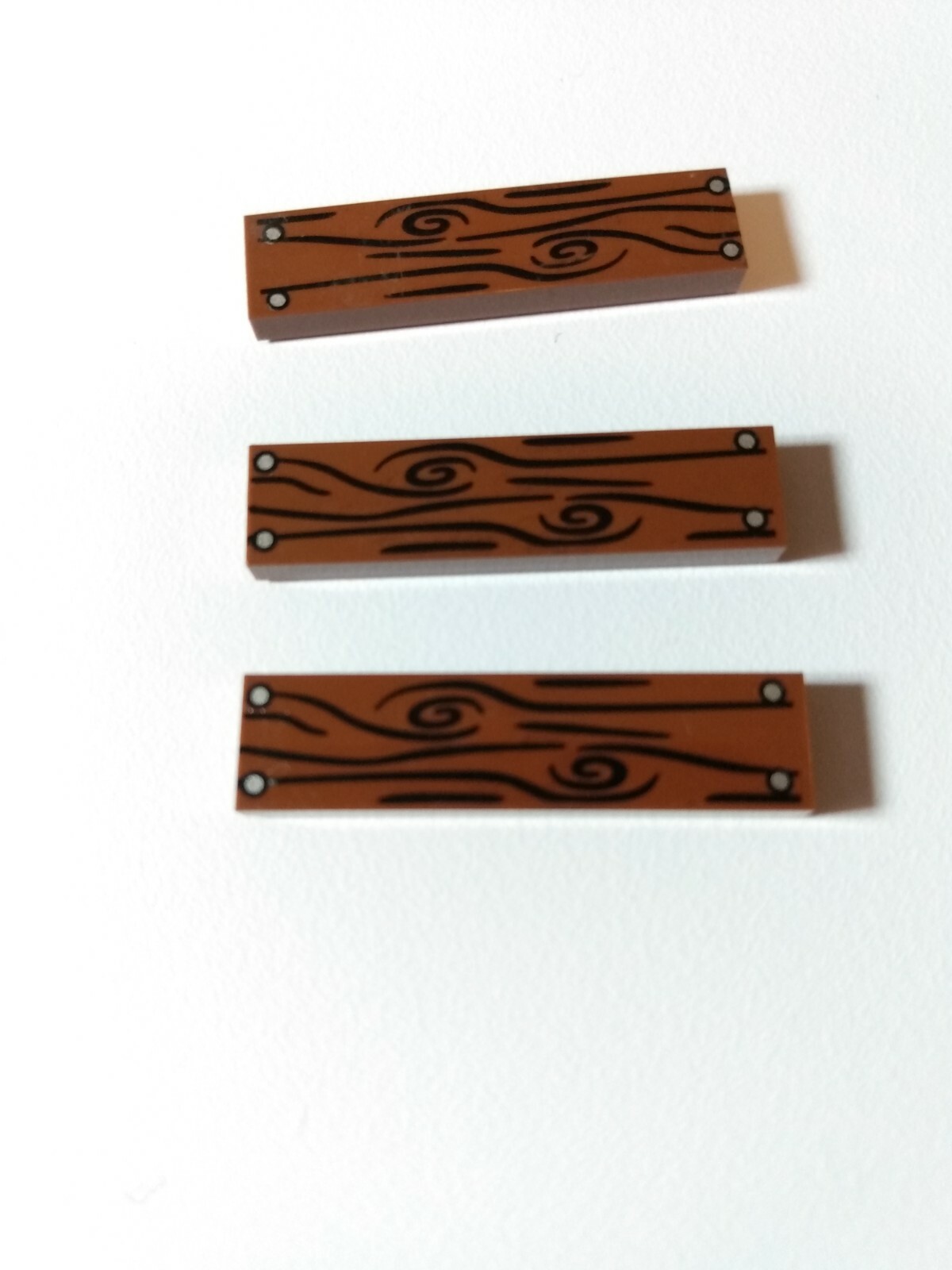 New 1x4 Brown Wood Grain Tile 4 Nail Pattern — 20 Pieces — Compatible with Lego