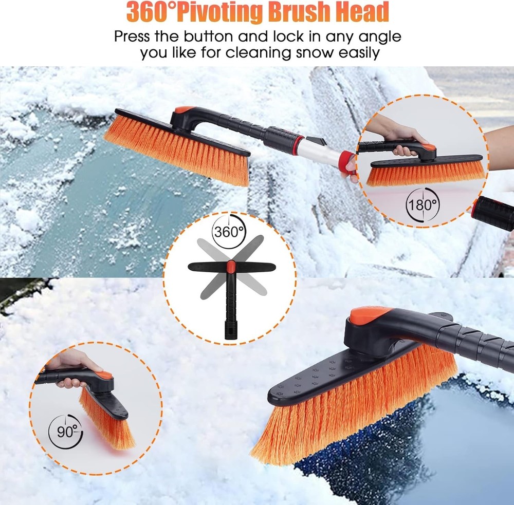 Compact 62.4” Snow Brush with Adjustable Length - Essential Winter Tool