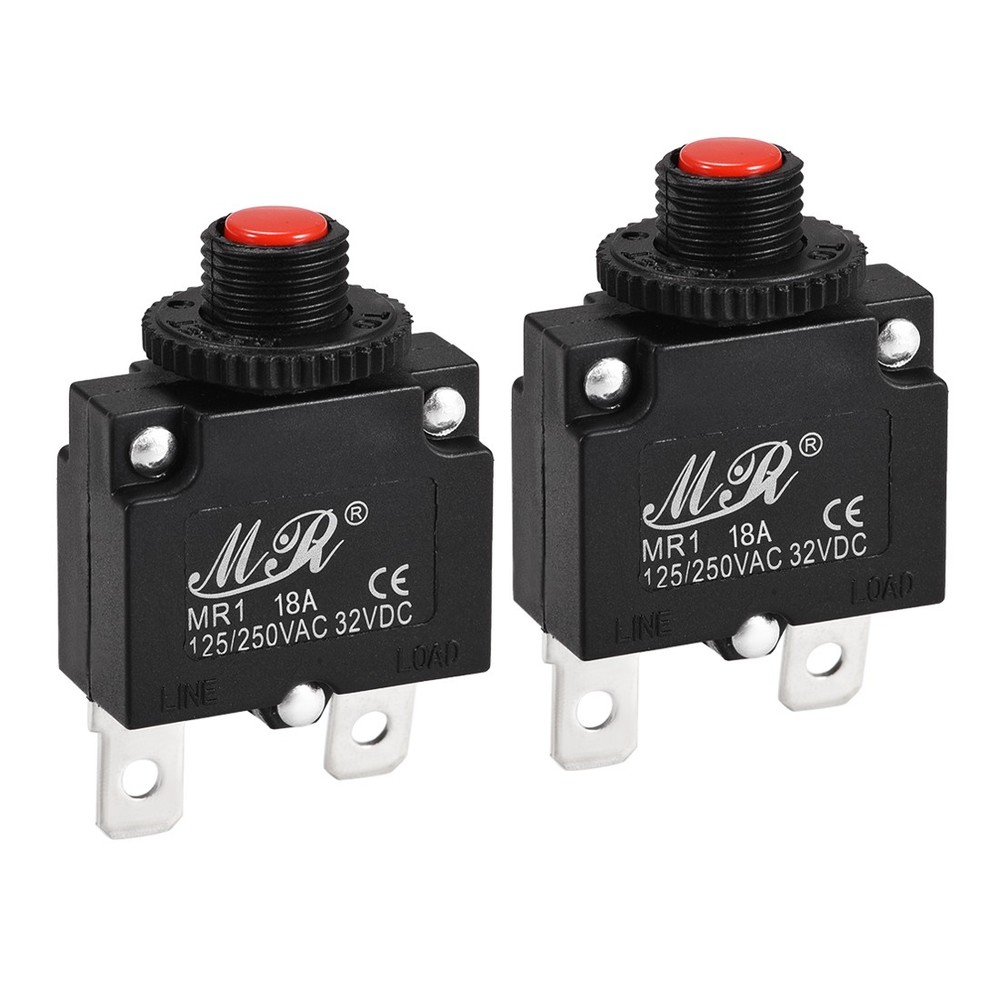 2pcs 18 A Push Button Manual Reset Overload Protector Thermal Circuit Breakers