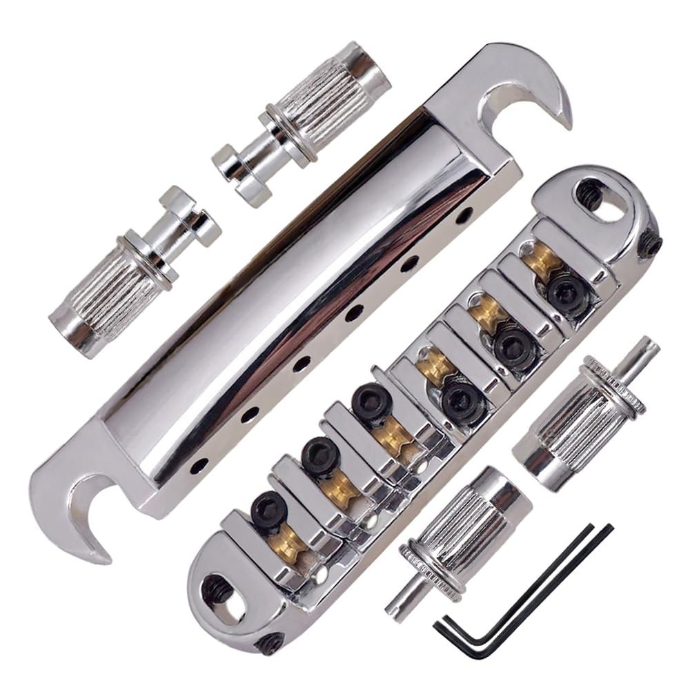 JD.Moon Roller Saddle Bridge ABR-1 Tune-o-matic Tailpiece Chrome