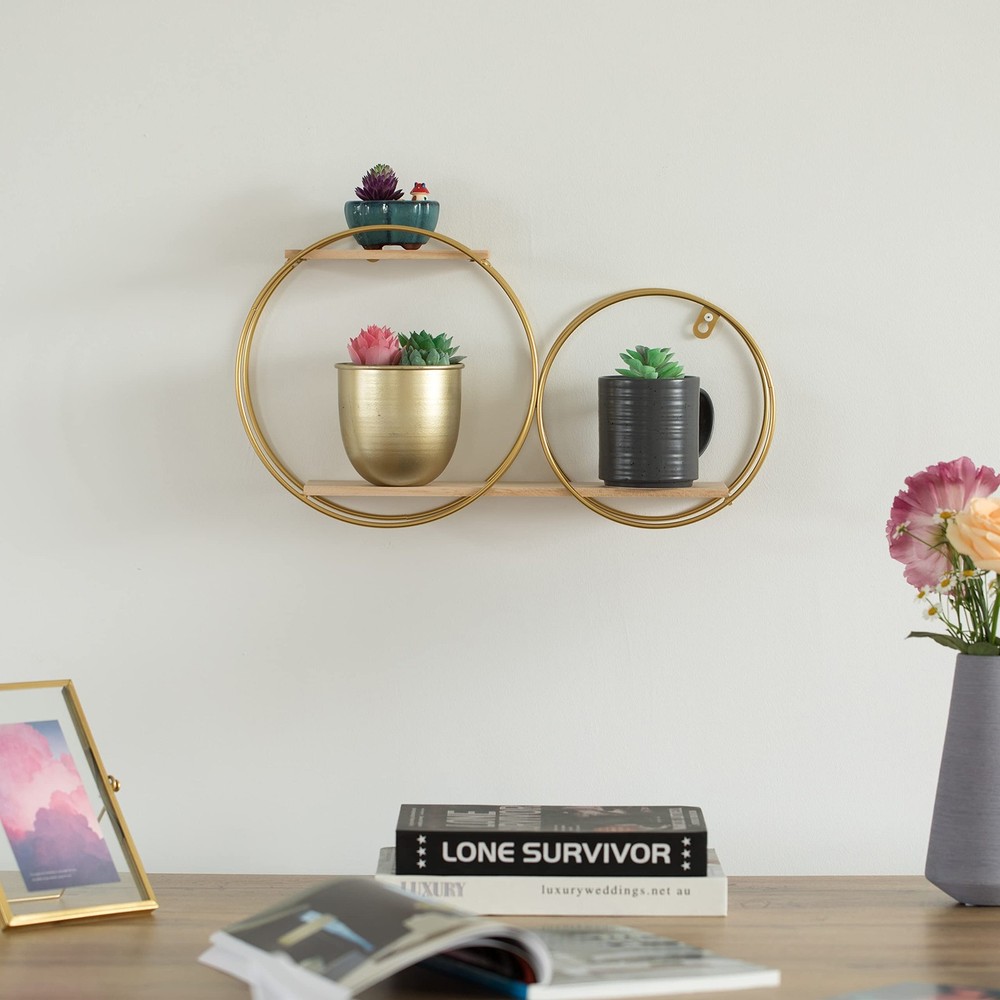 Tiered Decorative Modern Round Accent Floating Shelf Circle Decor Display Wall M