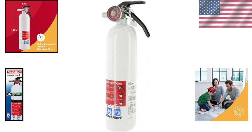 Durable Safety Fire Extinguisher, 5-B:C Rated for Small Fires & Quick Access