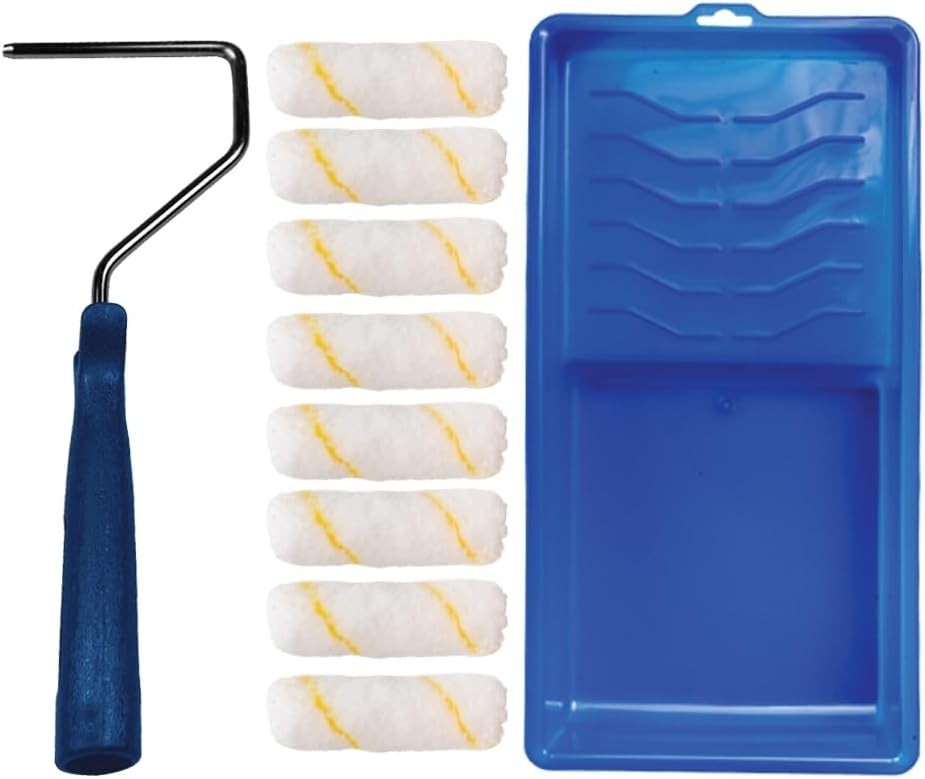 Compact 10-Piece Painting Set - Mini Roller Frame & Covers for Easy Application