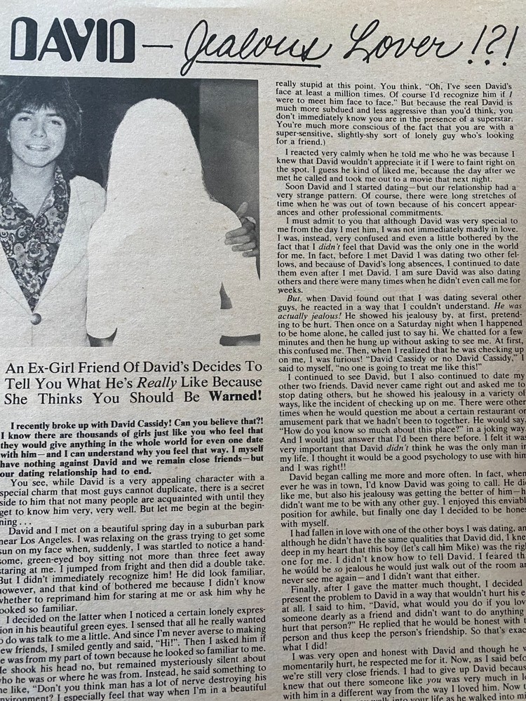 David Cassidy, Full Page Vintage Clipping