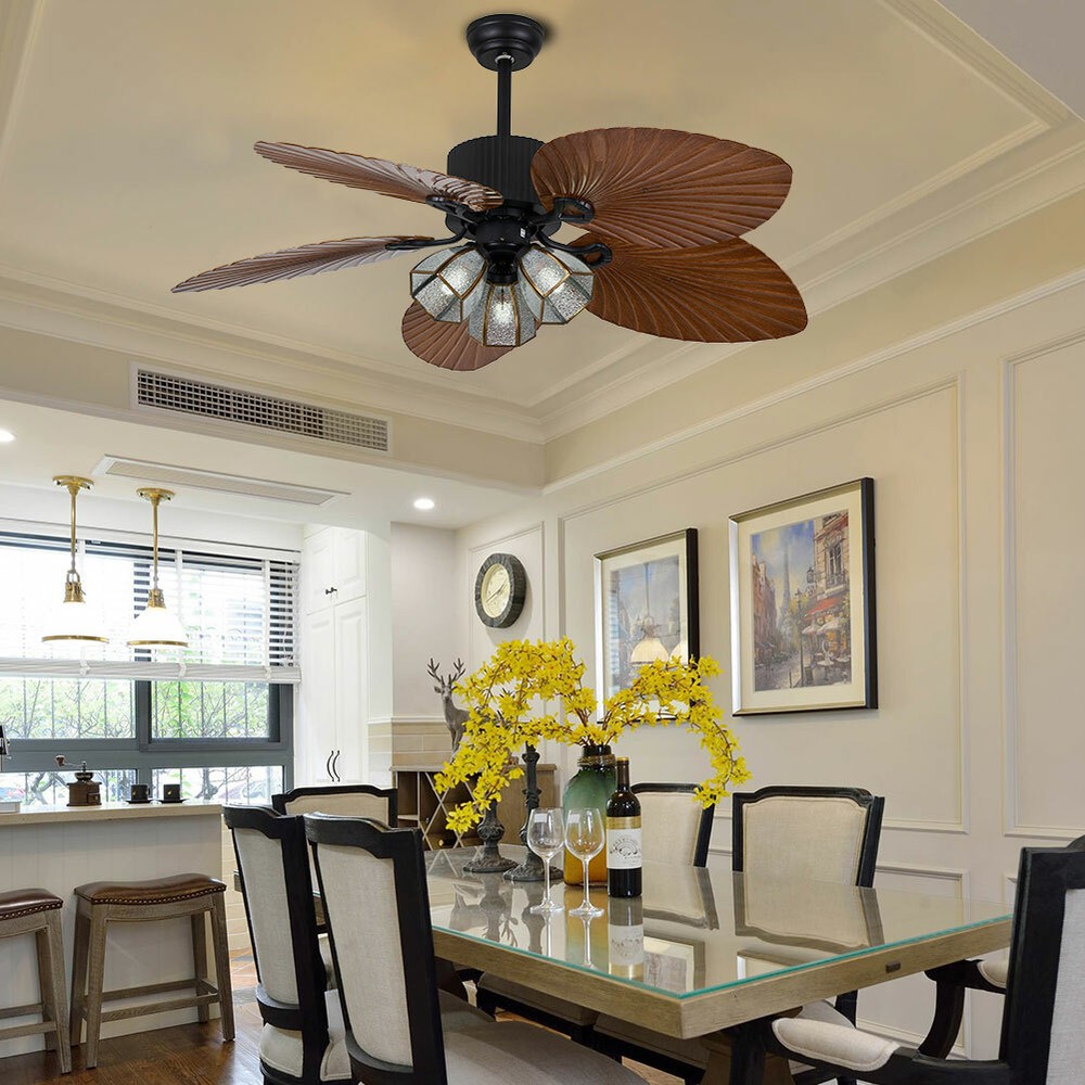 52" Tropical Ceiling Fan Light Indoor Reversible+ Remote Control 110V