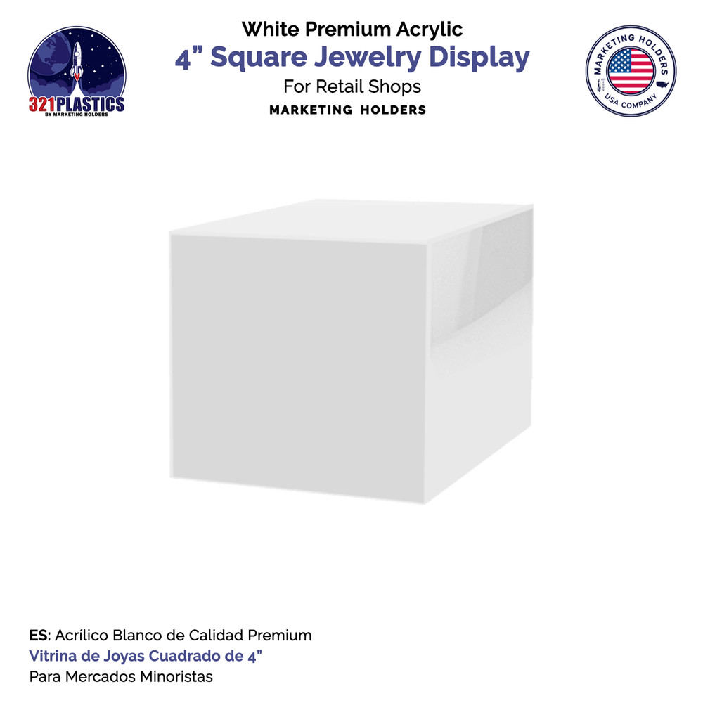Acrylic Box White 4 inch Jewelry Cube Riser Display Product Riser or Bin