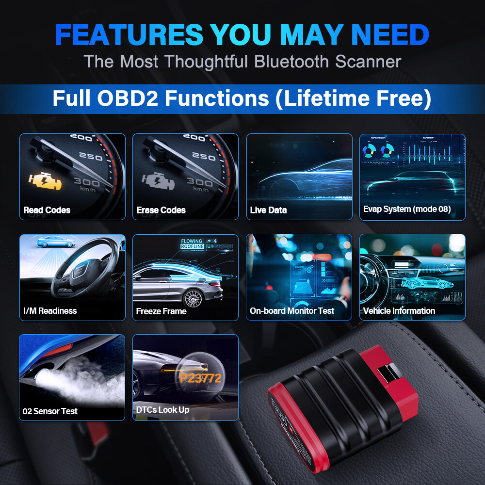 OBD2 Scanner Bluetooth Wireless OBDII Full Systems Diagnostic Tool ABS EPB OIL
