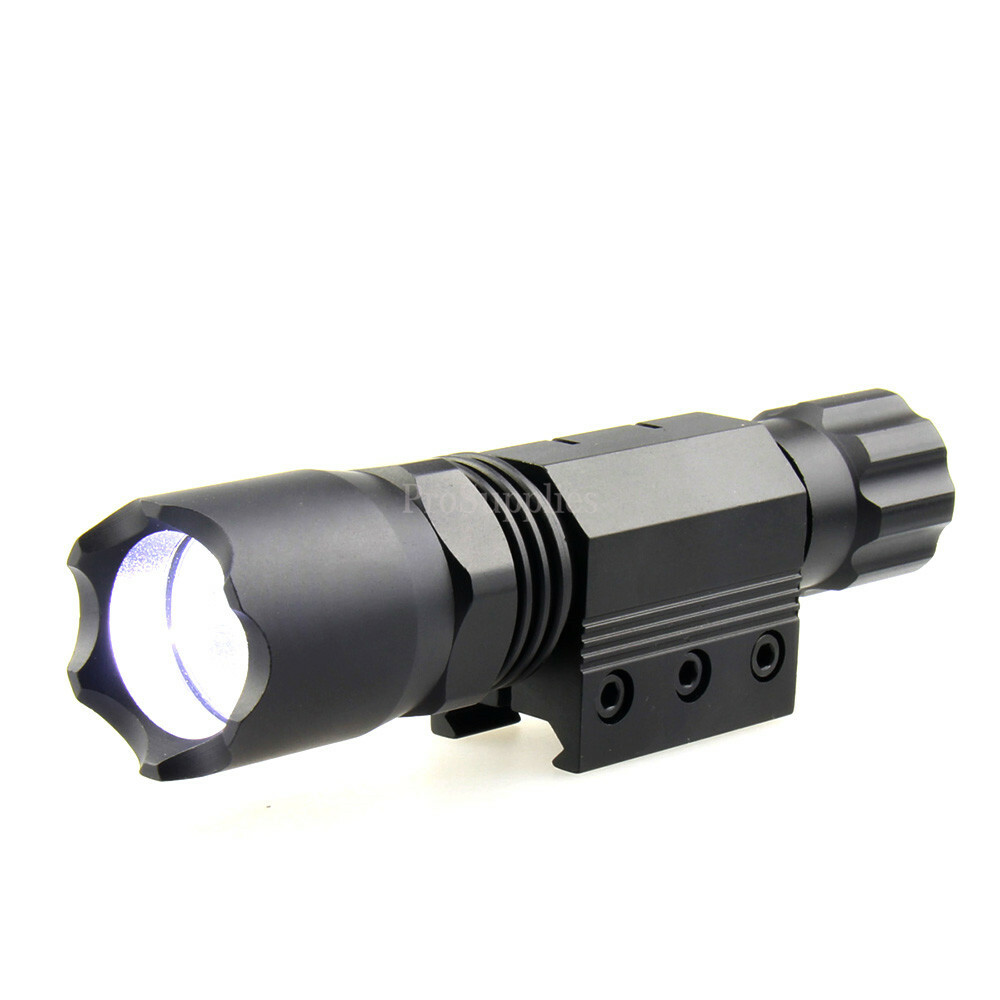 Tactical Alluminum Flashlight 220 Lumens Strobe Flash Light w/ Mount