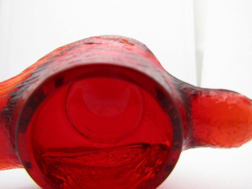 E.E. Ed Bowman 2009 Ruby Red Summit Bird with Berry Open Salt Dip Candle Holder