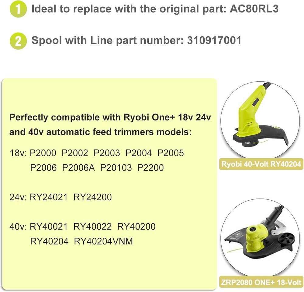 6pack Grass Trimmer String Replacement For Ryobi One