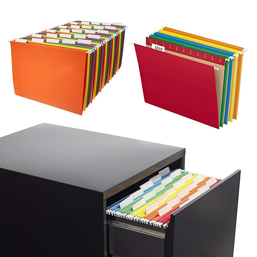 hupos File Folder Tabs, 100+200 Sets Hanging File Folder Tabs with Inserts fo...