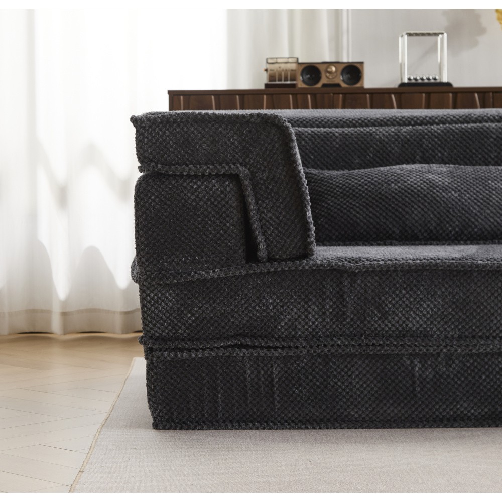 Modular Sectional Sofa w/ Memory Foam, Convertible Loveseat, Dark Grey