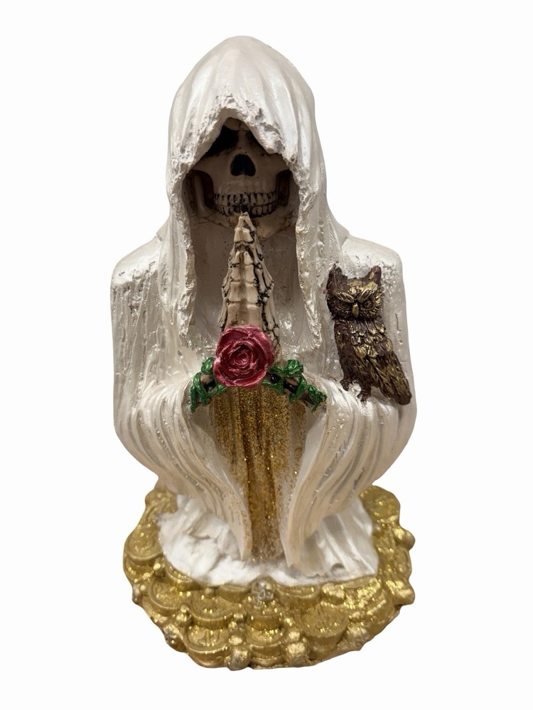 Santa Muerte Busto Perdón “ Blanco M Curada” 14”