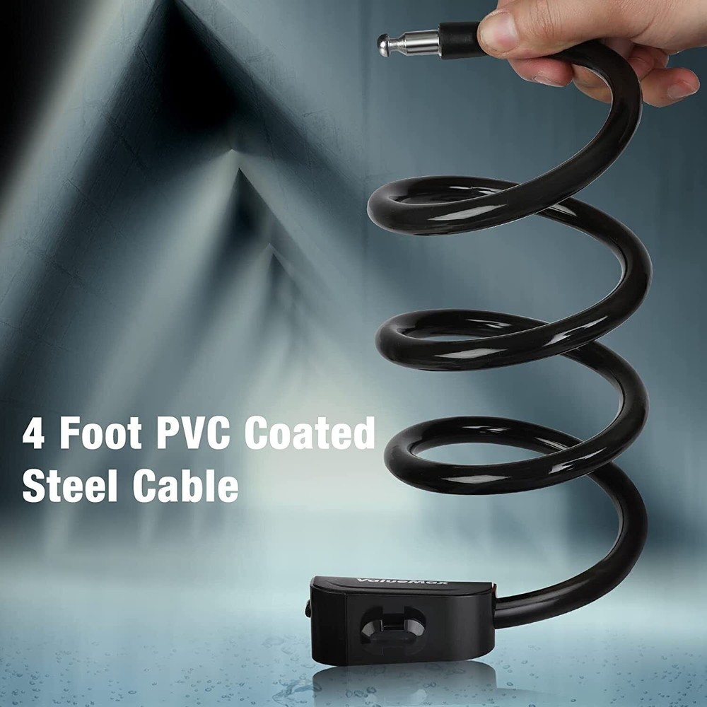 ValueMax Cable Bike Lock 4FT Stainless Keys ABS Lock Shell Secure Mount Bracket