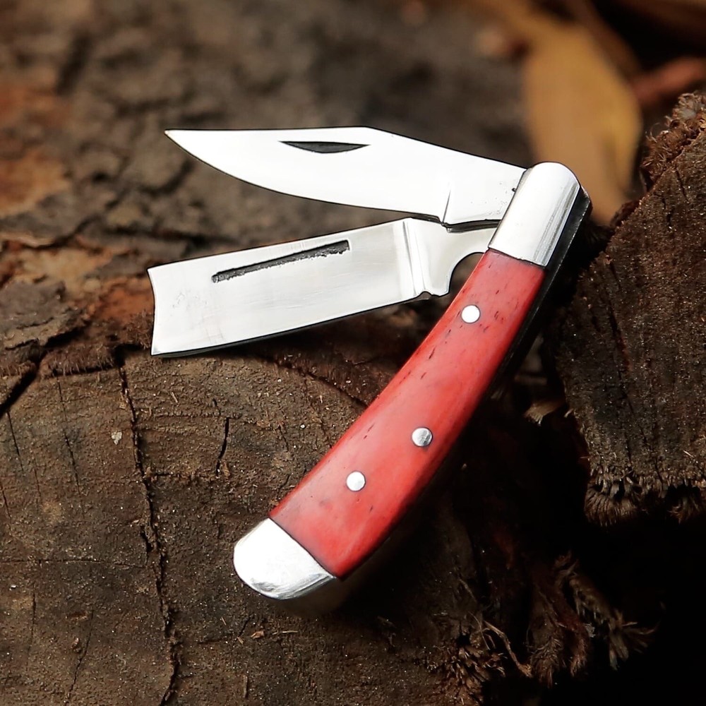 Two Blade Folding / Pocket Knife with ( Camel Bone Handle )