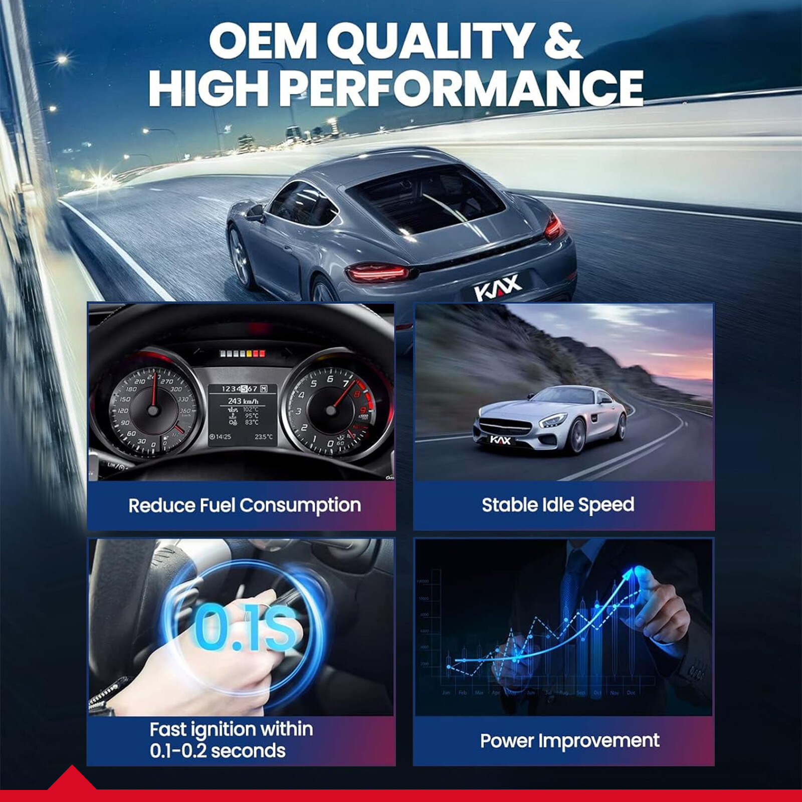 UF262 8X Ignition Coil & Plug & Blue Wire For Chevy Silverado GMC 4.8/5.3/6.0L