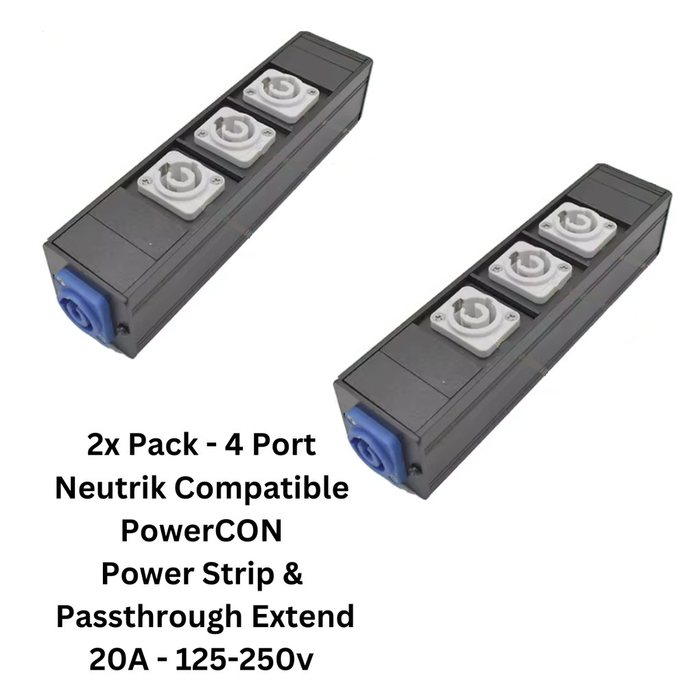 Neutrik Compatible PowerCon Power Strip Distro Quad Box Breakout Split  2 Pack