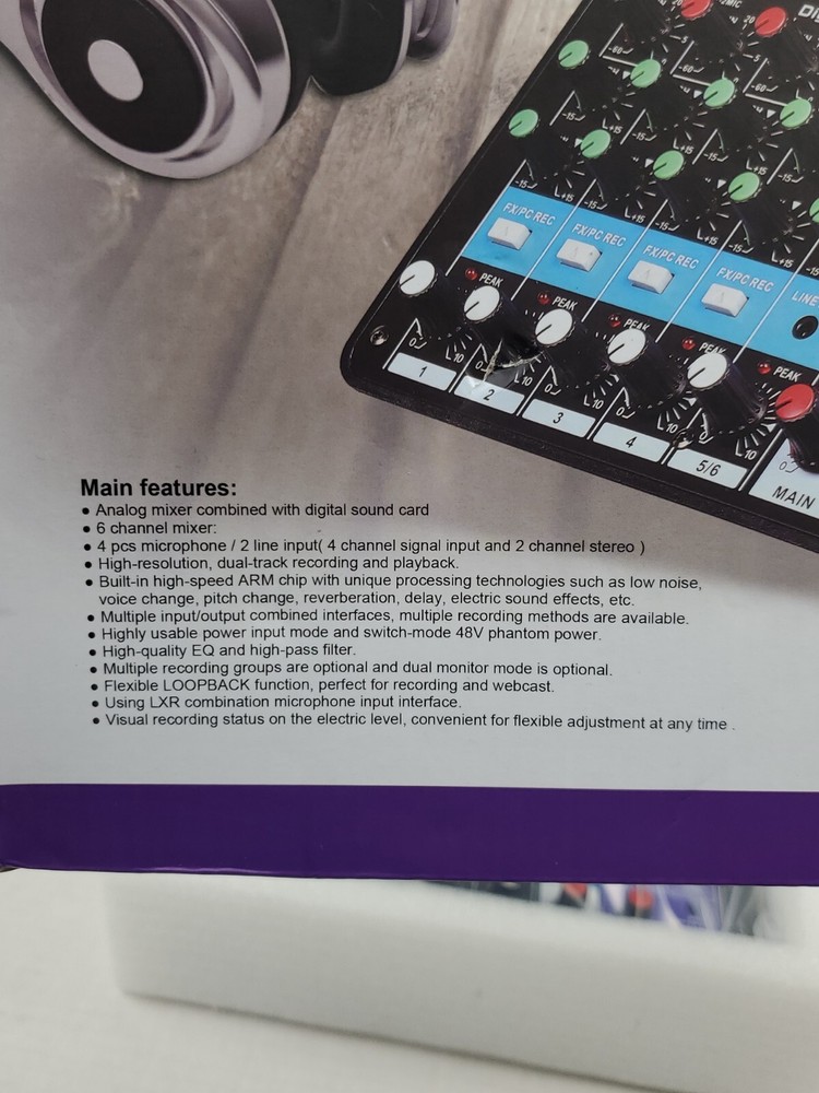 TEYUN A6 Professional 6-Channel Mixing Console w/ Effects Processor (NEW)