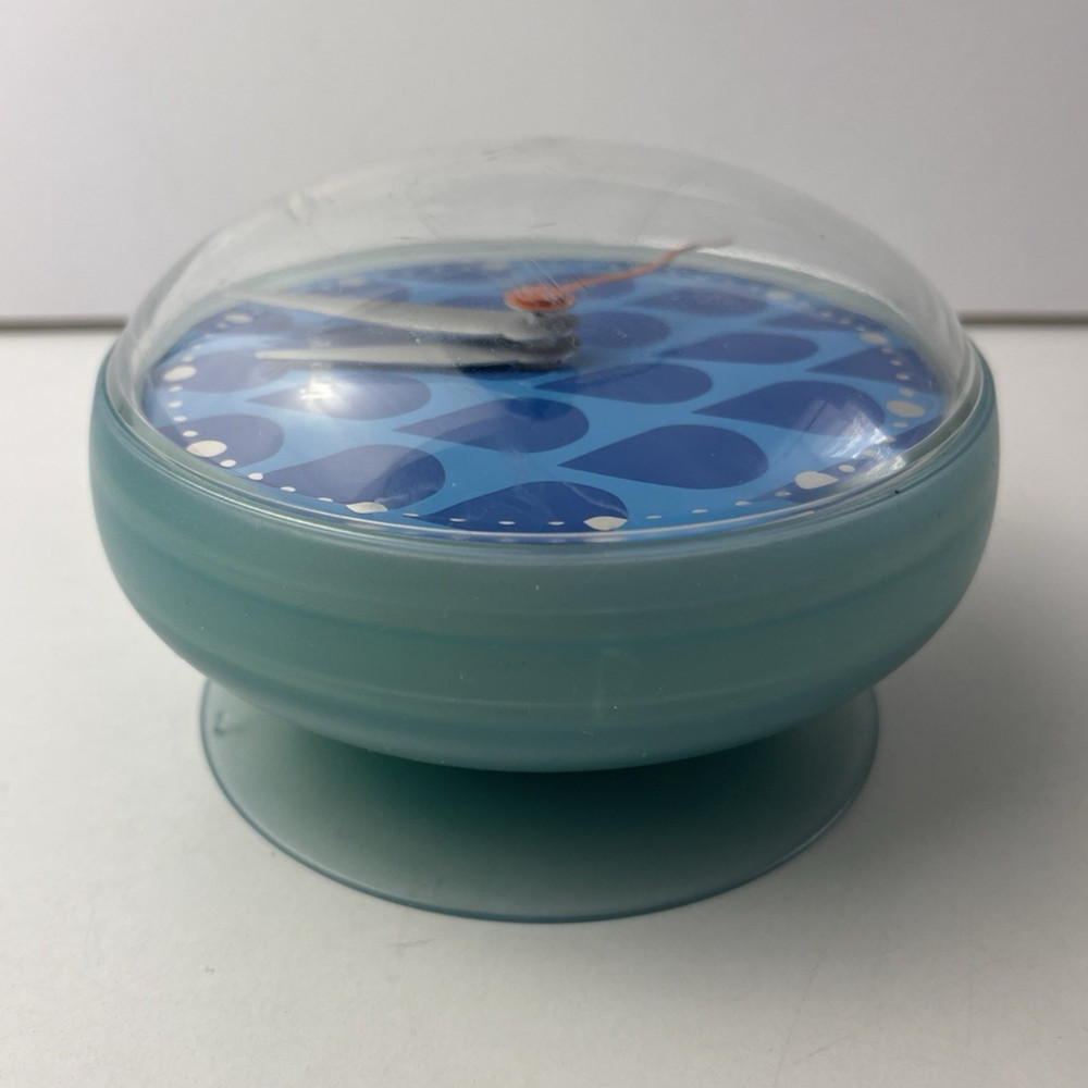 Vintage Timestone Blue Retro Suction Round Wall Clock Tested & Working