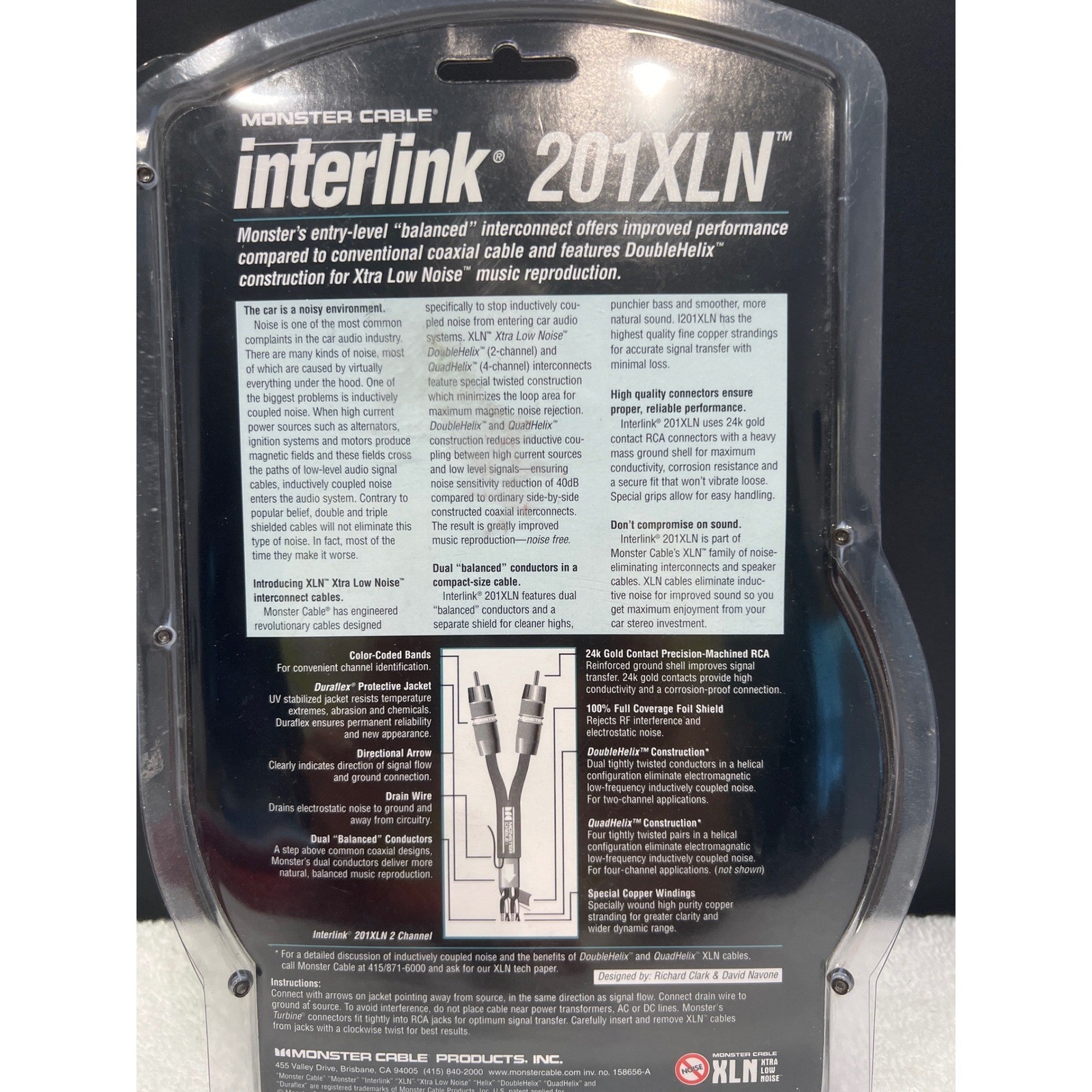 Monster Cable Interlink 201XLN 2-Channel Car Audio RCA Interconnect 1m 3.3ft NEW