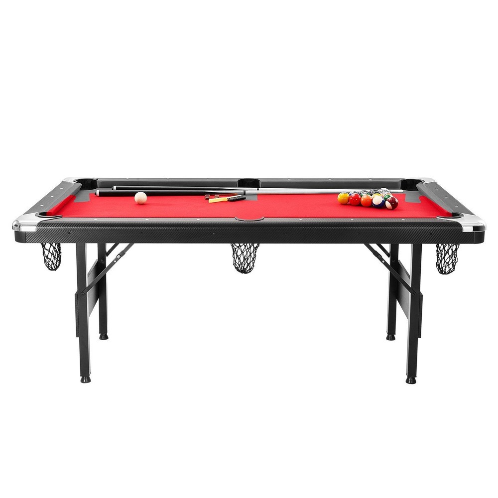 6.3ft Multiplayer Pool Table Resilient Frame Red Playing Field