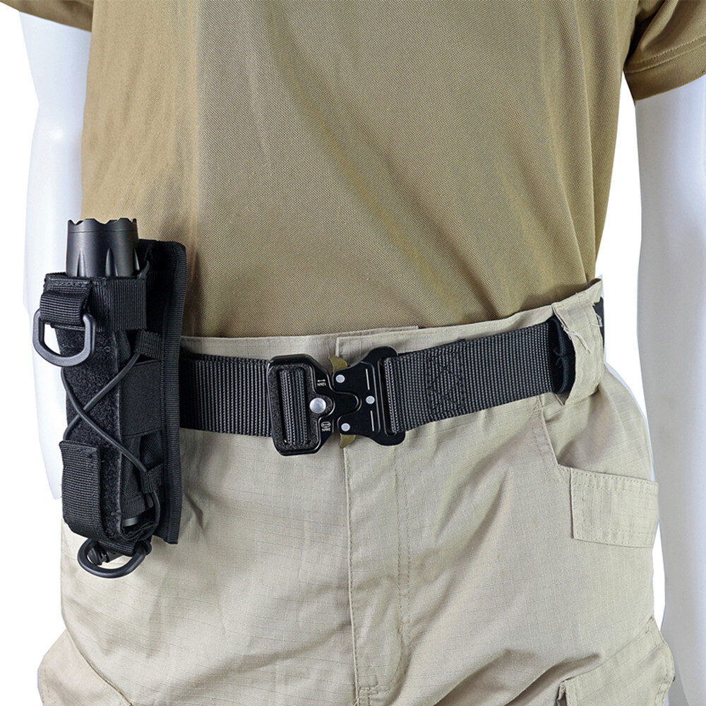 Tactical Nylon Molle Flashlight Holder Belt Holster Flashlight Torch Case Pouch