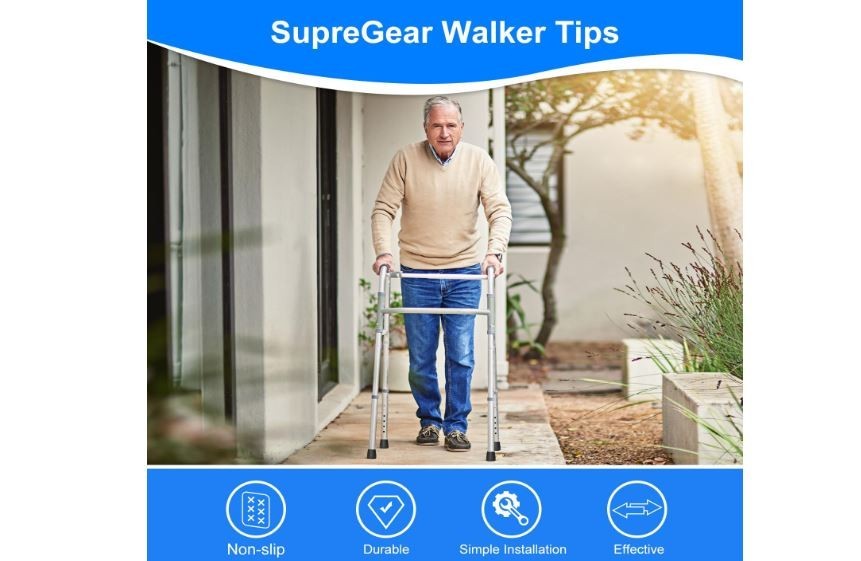 1-1/8″ Walker Tips 4 Pack Replacement Rubber Feet Non-Slip Mobility Aids