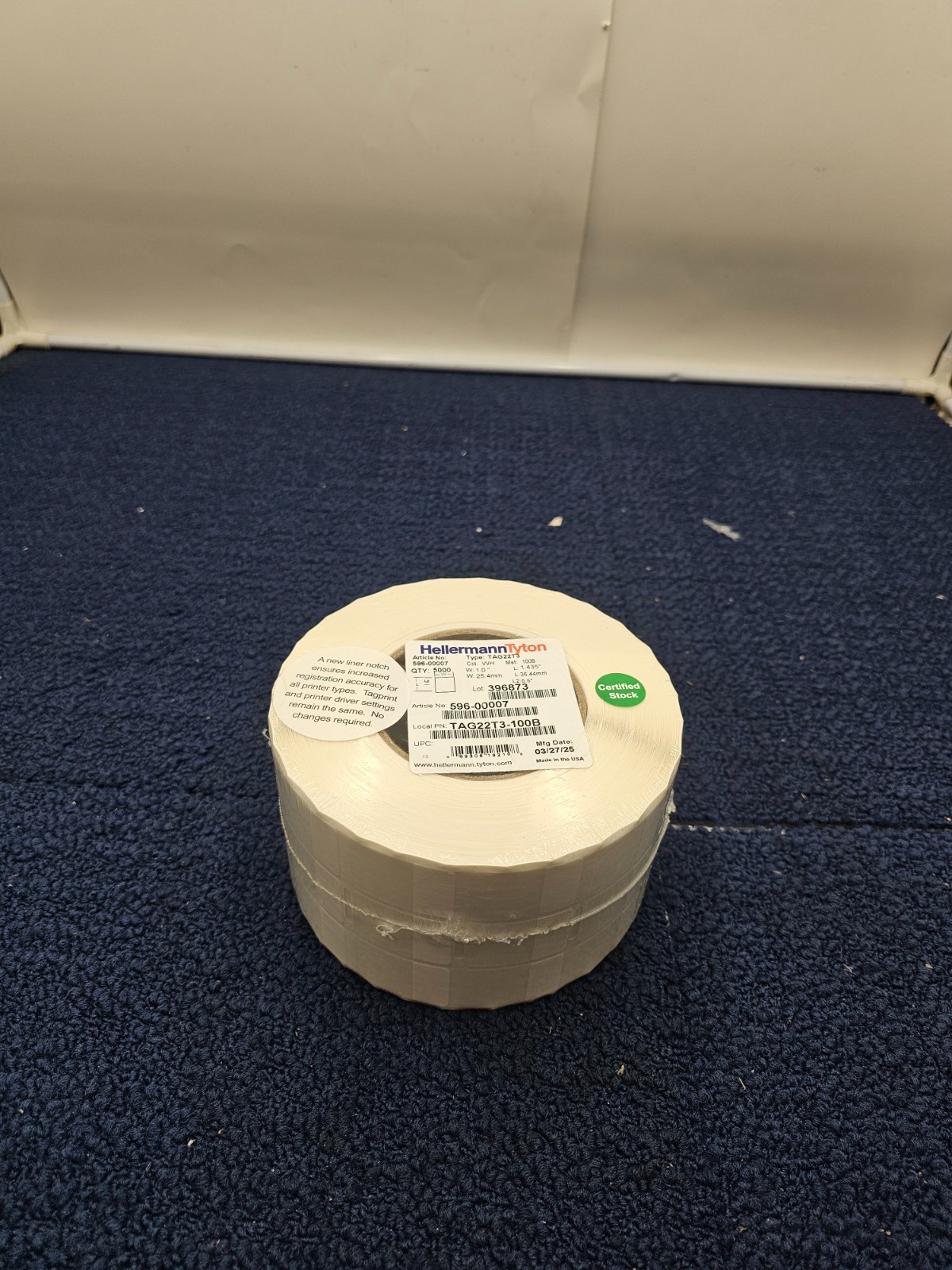 HellermannTyton TAG22T3-100B Thermal Self Laminating Labels 1" x 1.435"