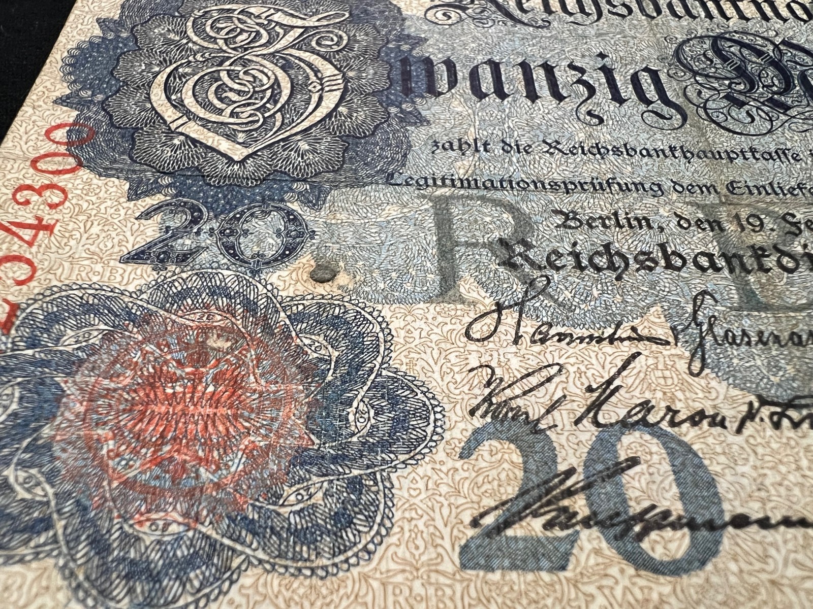 3x 1914 German 20 Mark Banknote World War One Currency Fascism Hyperinflation