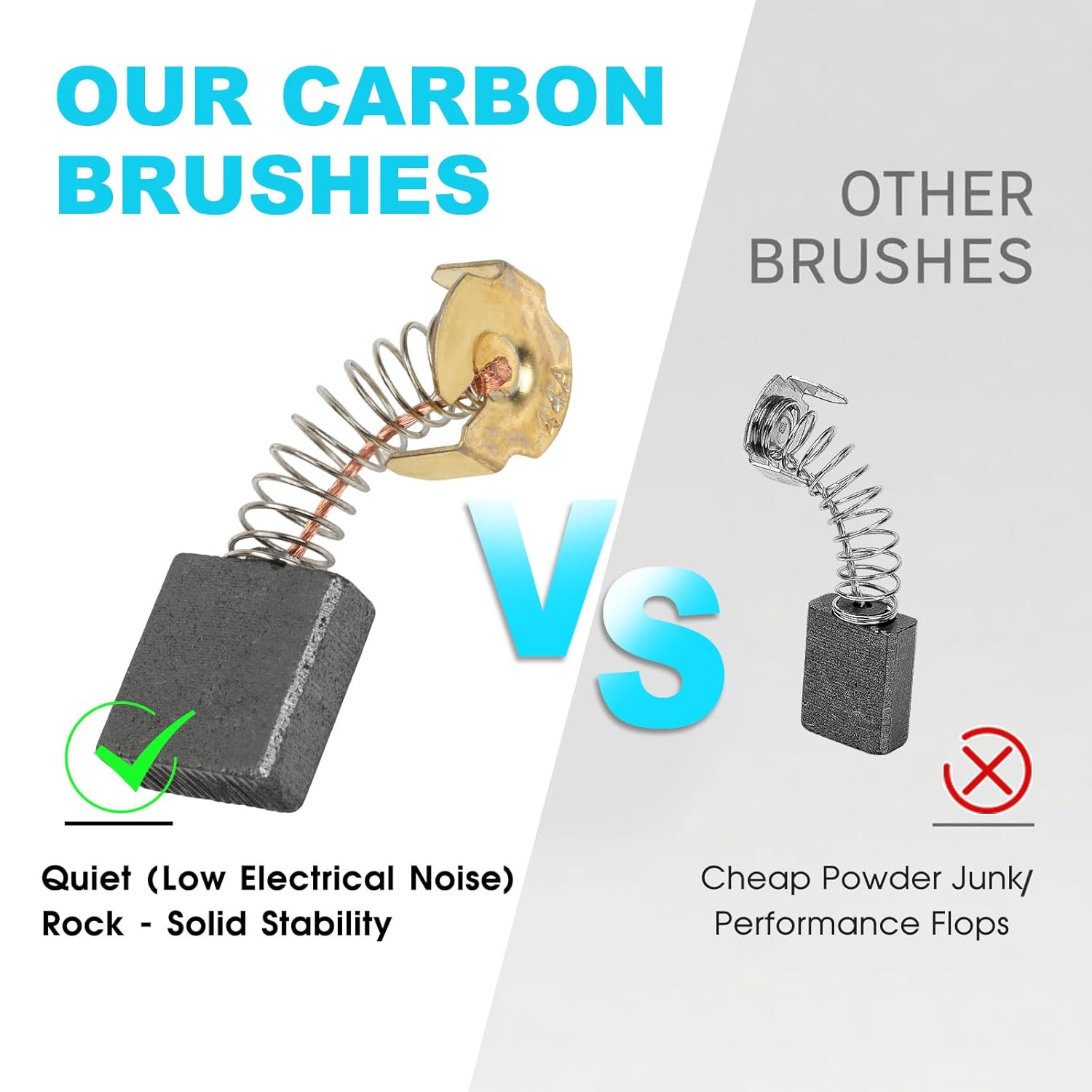 60 Pcs Electric Motor Carbon Brushes Set 10 Assorted Sizes Graphite & Copper Re