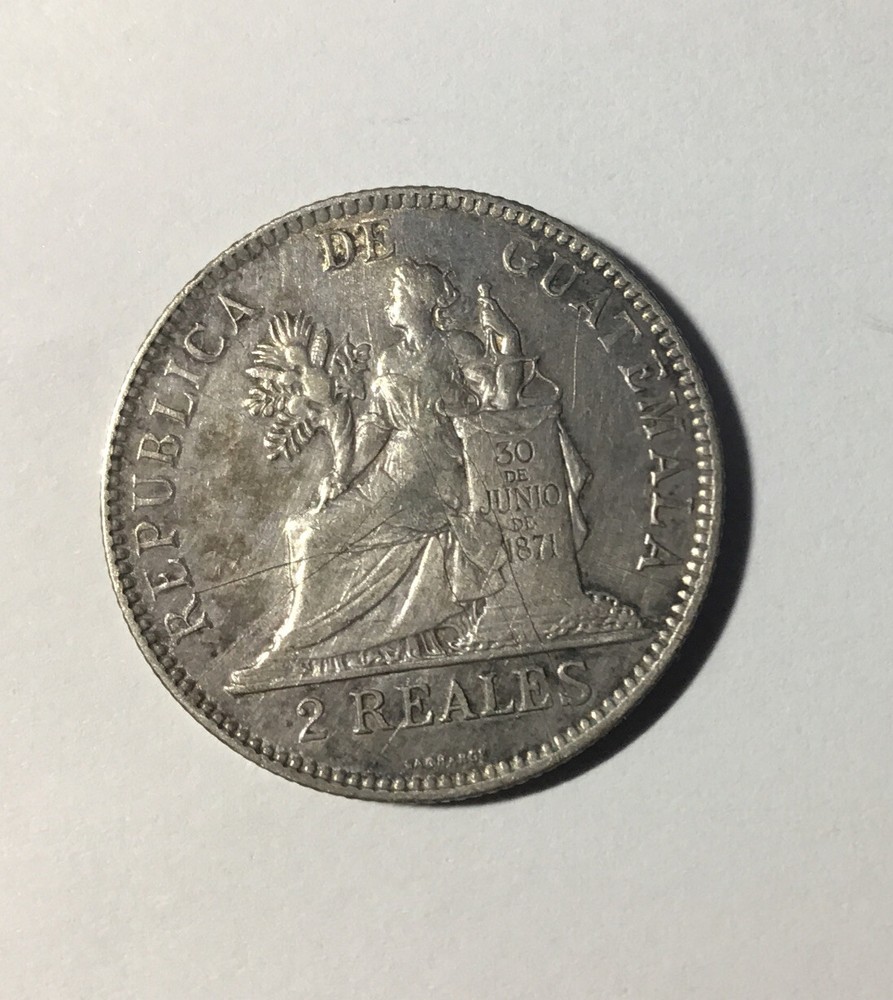 GUATEMALA 1898 2 Reales Silver XF-AU